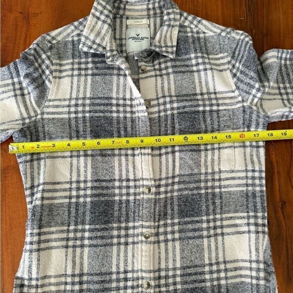 AMERICAN EAGLE 🦅 Grey/off white-flannel 100% cotton slim fit sz s - Picture 9 of 15